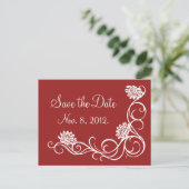 Lotus Flowers Save the Date Briefkaart (red) (Staand voorkant)