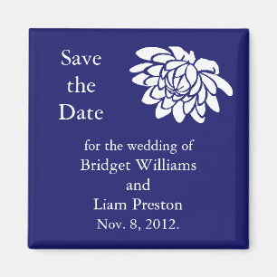 Lotus Flowers Save the Date Magnet (indigo) Magneet