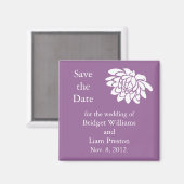 Lotus Flowers Save the Date Magnet (violet foncé) (Recto/Verso)