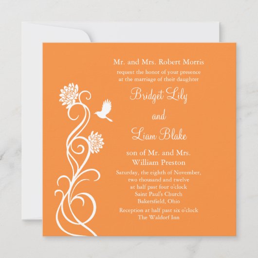 Lotus Flowers Wedding Invitation (helder sinaasapp Kaart (Voorkant)