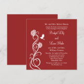 Lotus Flowers Wedding Invitation (rood) Kaart (Voorkant / Achterkant)
