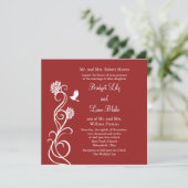 Lotus Flowers Wedding Invitation (rood) Kaart (Staand voorkant)