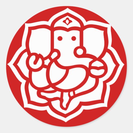 Lotus Ganesha Design Ronde Sticker (Voorkant)