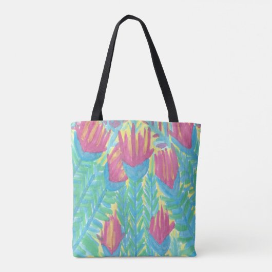 Lotus Garden Waterverf Print Canvas tas (Achterkant)