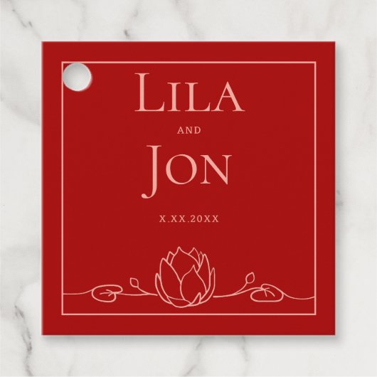 Lotus gepersonaliseerde bruiloft gunst Labels (Voorkant)