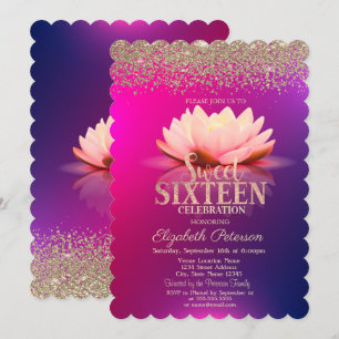 Lotus Gold Confetti Diamond Ombre Sweet 16 Kaart