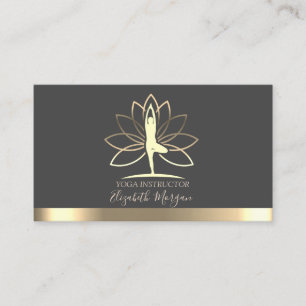 Lotus, Gold Women Silhouette, Yoga Instructor Visitekaartje