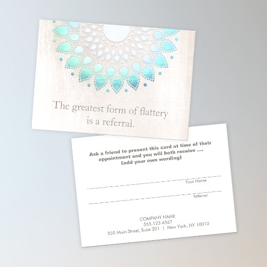 Lotus Holistic Health and Wellness Reference Card Aanbevelingskaartje