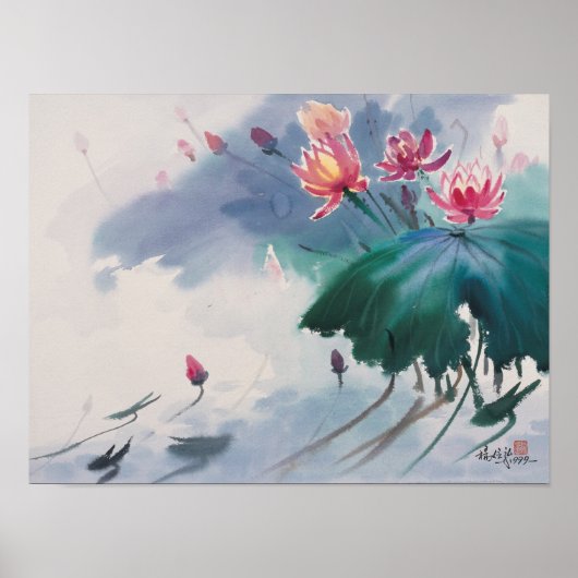 Lotus in het Pond Poster (Voorkant)