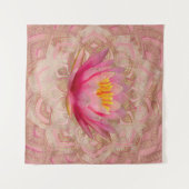 Lotus in Mandala Waterverf Gold en pastelroze Wandkleed (Voorkant (horizontaal))