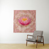 Lotus in Mandala Waterverf Gold en pastelroze Wandkleed (In situ)