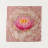 Lotus in Mandala Waterverf Gold en pastelroze Wandkleed (Voorkant)