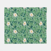 Lotus Lagoon patroon - De witte Lotus Fleece Deken (Voorkant (Horizontaal))