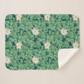 Lotus Lagoon patroon - De witte Lotus Sherpa Deken (Voorkant (horizontaal))