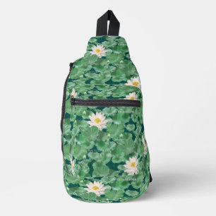 Lotus Lagoon patroon - De witte Lotus Sling Bag