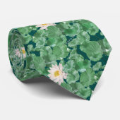 Lotus Lagoon patroon - De witte Lotus Stropdas (Opgerold)