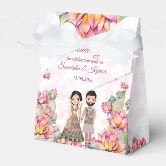 Lotus lantern Indiaanse bruiloft gepersonaliseerd Bedankdoosjes (Voorkant Zijde)