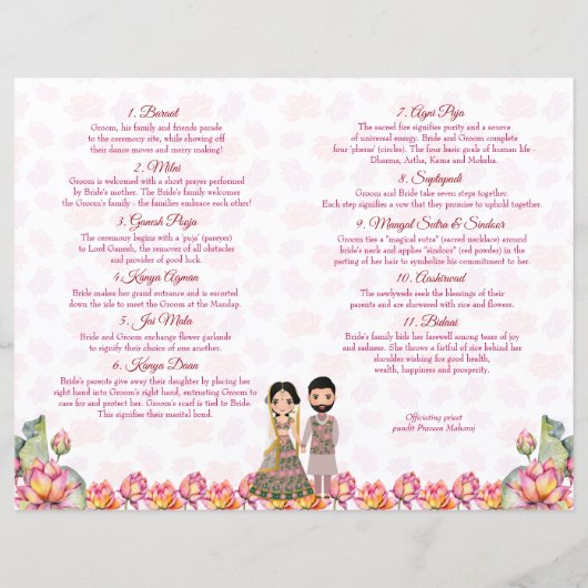 Lotus lanterns Programme des rituels mariages indi (Dos)