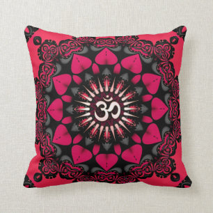 Lotus Love OM Mandala Roze Black Cushion / Pillow Kussen