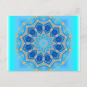 Lotus mandala in turkooise en blauw briefkaart
