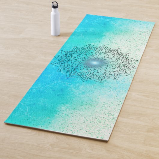 Lotus Mandala over de gespikkelde Turquoise Mat (In situ)