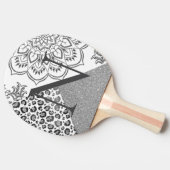 Lotus Mandala Silver Leopard Glitter Monogram Tafeltennisbatje (Zijkant)