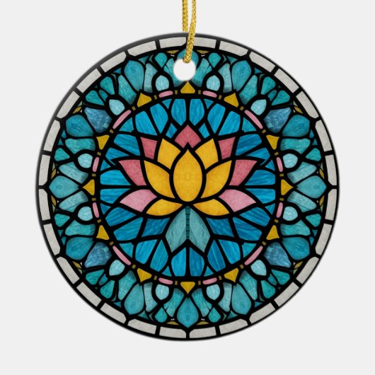 Lotus Mandala Stained Glass Keramisch Ornament (Voorkant)