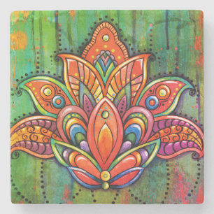 LOTUS Mandala Tile Stenen Onderzetter