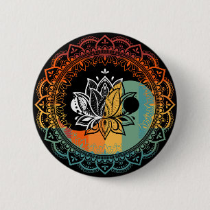 Lotus Mandala Yin Yang Sacred Geometry Spiritueel Ronde Button 5,7 Cm