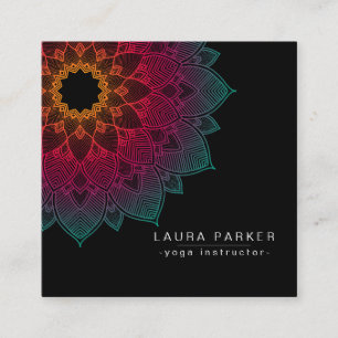 Lotus Mandala Yoga Instructor Meditation Holistic Vierkante Visitekaartje
