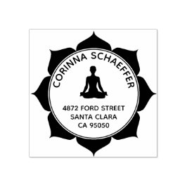 Lotus Meditatie Ronde retouradres Rubberstempel Rubberstempel