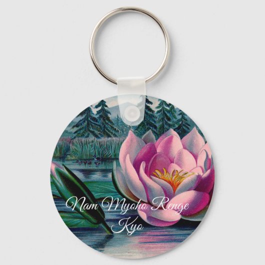 Lotus Nam Myoho Renge Kyo Buddhist Sleutelhanger (Voorkant)