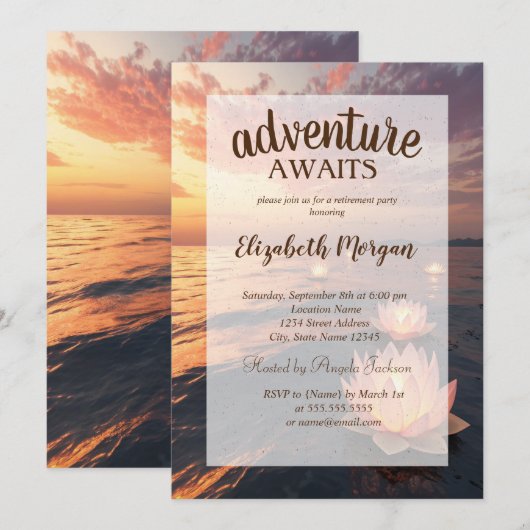 Lotus Ocean Sunset Retirement Party Kaart (Voorkant / Achterkant)
