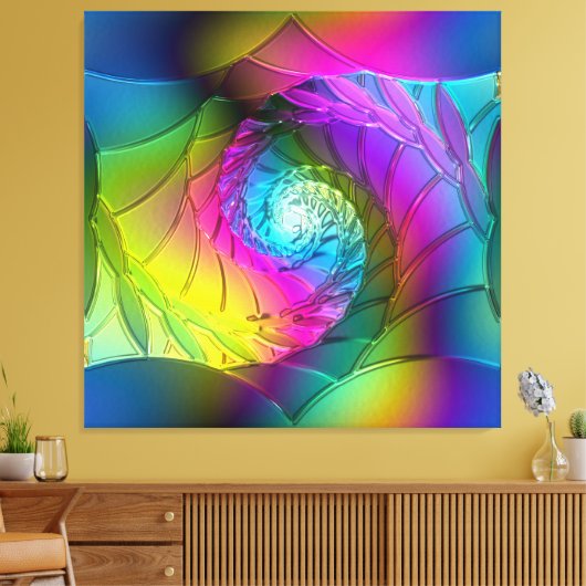 Lotus Pattern Glass Art 2A Canvas Afdruk (Insitu (Woonkamer))
