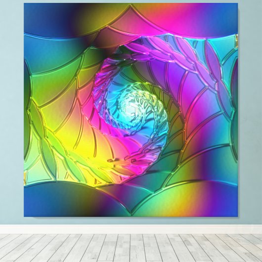 Lotus Pattern Glass Art 2A Canvas Afdruk (Insitu (Houten vloer))