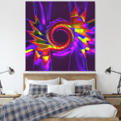 Lotus Pattern Glass Art 4 Canvas Afdruk (Insitu (Slaapkamer))