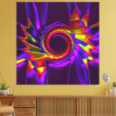 Lotus Pattern Glass Art 4 Canvas Afdruk (Insitu (Woonkamer))