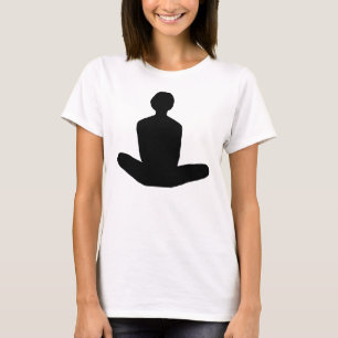 Lotus positie in zwarte afbeelding t-shirt