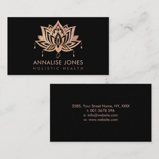Lotus - Roos kwarts en goudversierd Visitekaartje (Voorkant / Achterkant)