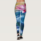 Lotus rose Fleur Bleu Blanc Flèche Leggings (Dos)
