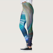 Lotus rose Fleur Bleu Blanc Flèche Leggings (Gauche)