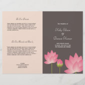 Lotus rose moderne grise programme de mariage (Devant)