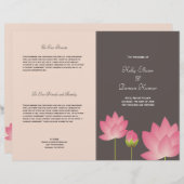 Lotus rose moderne grise programme de mariage (Devant / Derrière)