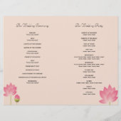 Lotus rose moderne grise programme de mariage (Dos)