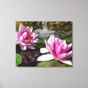 Lotus rose sur la toile étirée