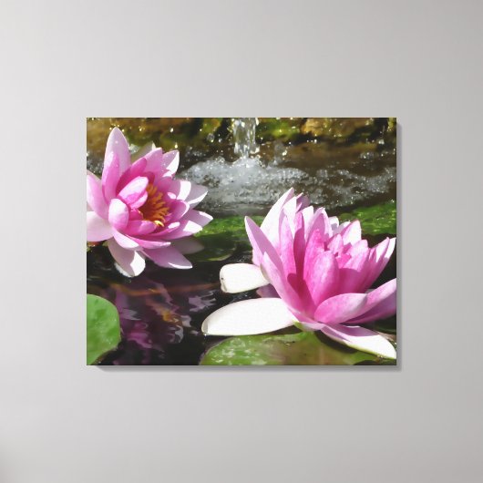 Lotus rose sur toile étirée (Recto)