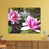 Lotus rose sur toile étirée (Insitu(Salon))