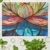 Lotus roze glas in lood theedoek (Gevouwen)