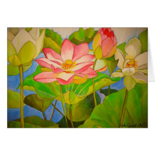 Lotus roze, waterlly waterverf kunst schilderij