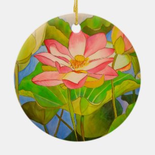 Lotus roze, waterlly waterverf kunst schilderij keramisch ornament